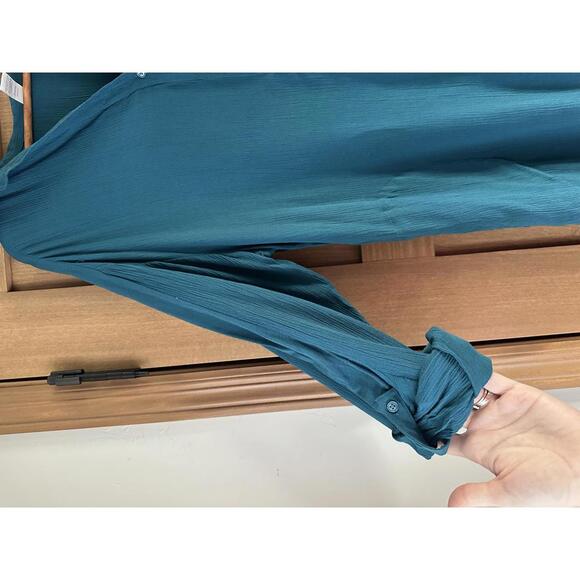 PrAna Scheena Button Down Tunic Top Teal Blue Women’s size Medium - Picture 2 of 11